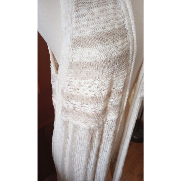 Gap womens Open Front Cardigan Vest Sz S NWT Long Loose knit Tan /white Duster - Picture 3 of 11